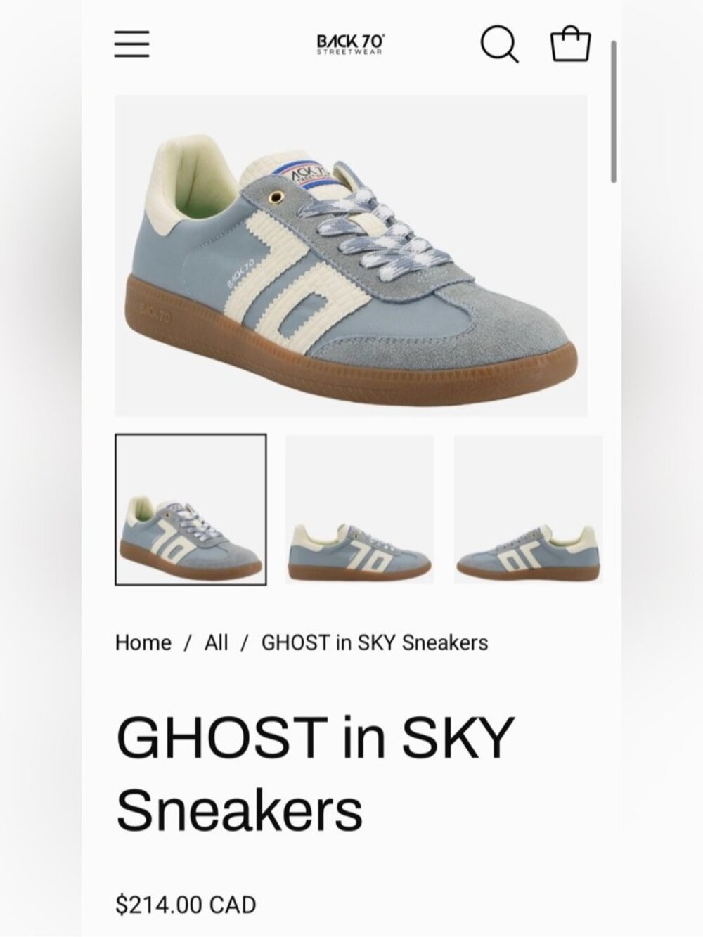 NWT US 5 -5.5 / EU 36 - BACK 70 GHOST in SKY Sneakers - Picture 15 of 15